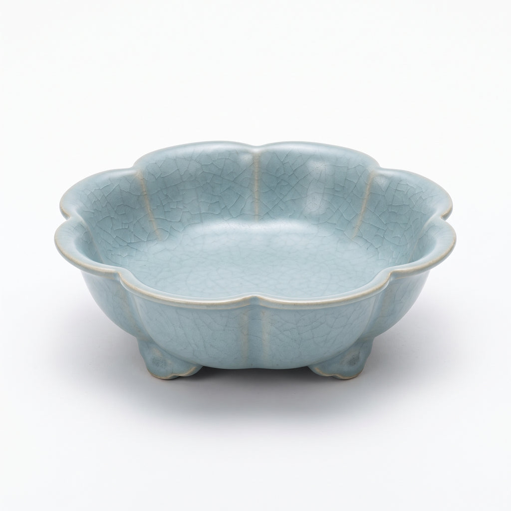 The Flower Washer — Hand-Thrown Ru-Style Sky-Blue Celadon Flower-Mouth Washer with Ruyi Feet
