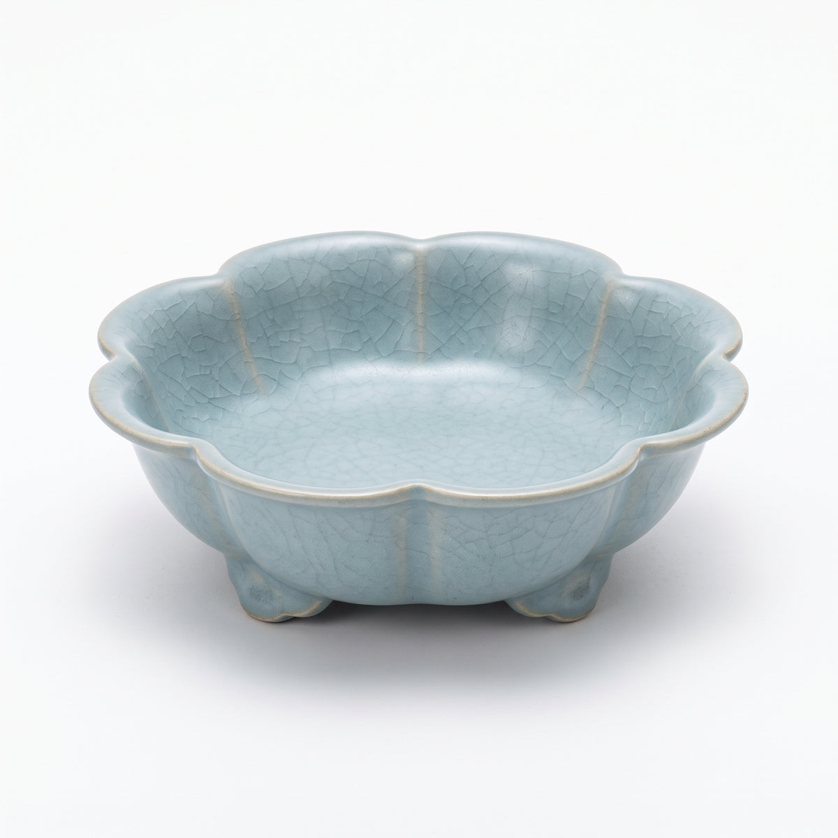 The Flower Washer — Hand-Thrown Ru-Style Sky-Blue Celadon Flower-Mouth Washer with Ruyi Feet