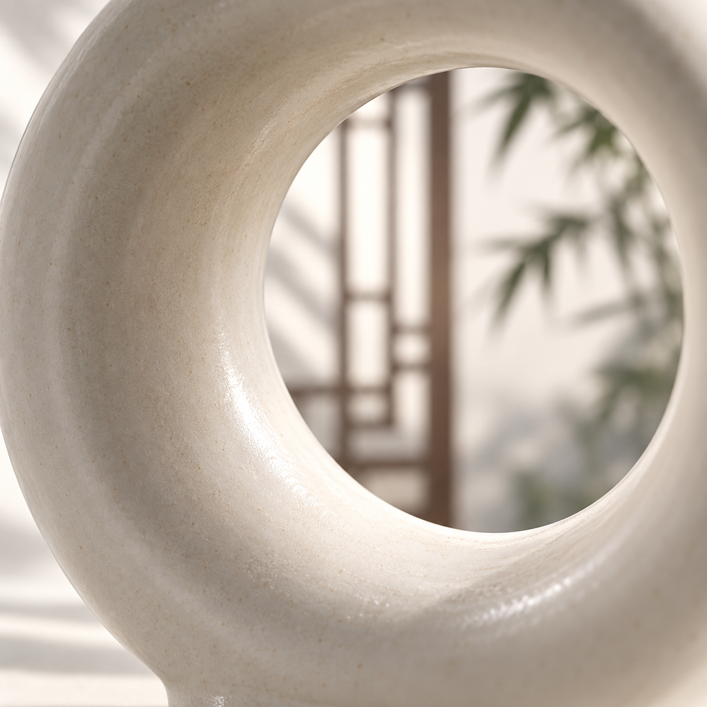 Moon Gate — Handcrafted Moon-White Porcelain Ring Vase