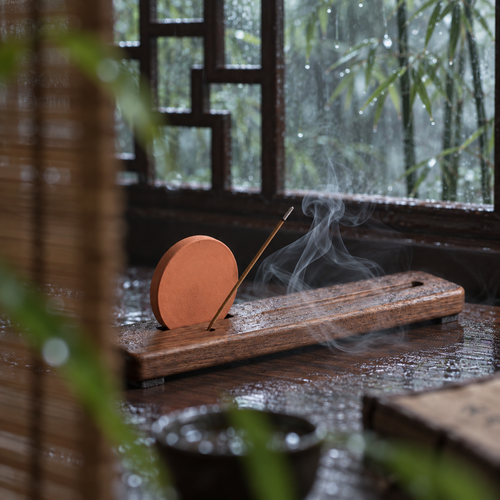 Dusk Horizon — Handcrafted Terracotta & Walnut Incense Holder