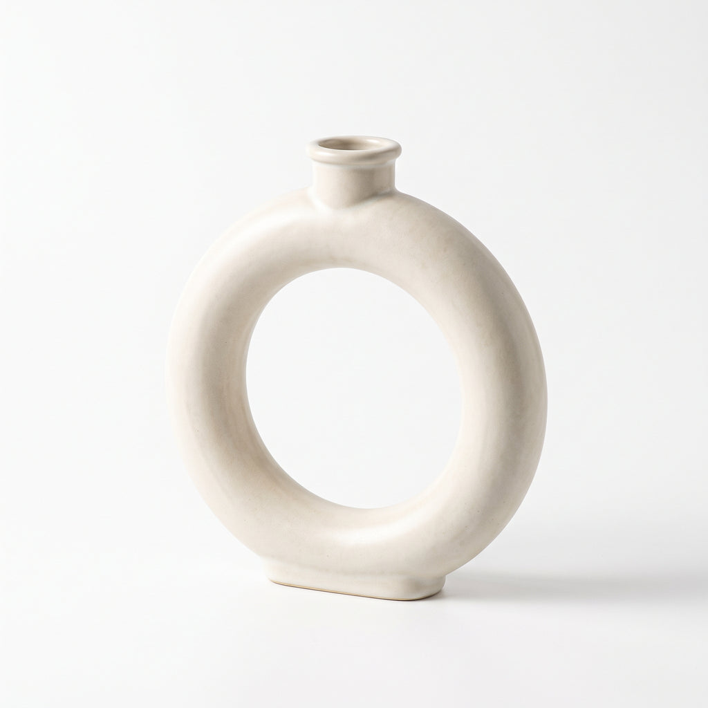 Moon Gate — Handcrafted Moon-White Porcelain Ring Vase