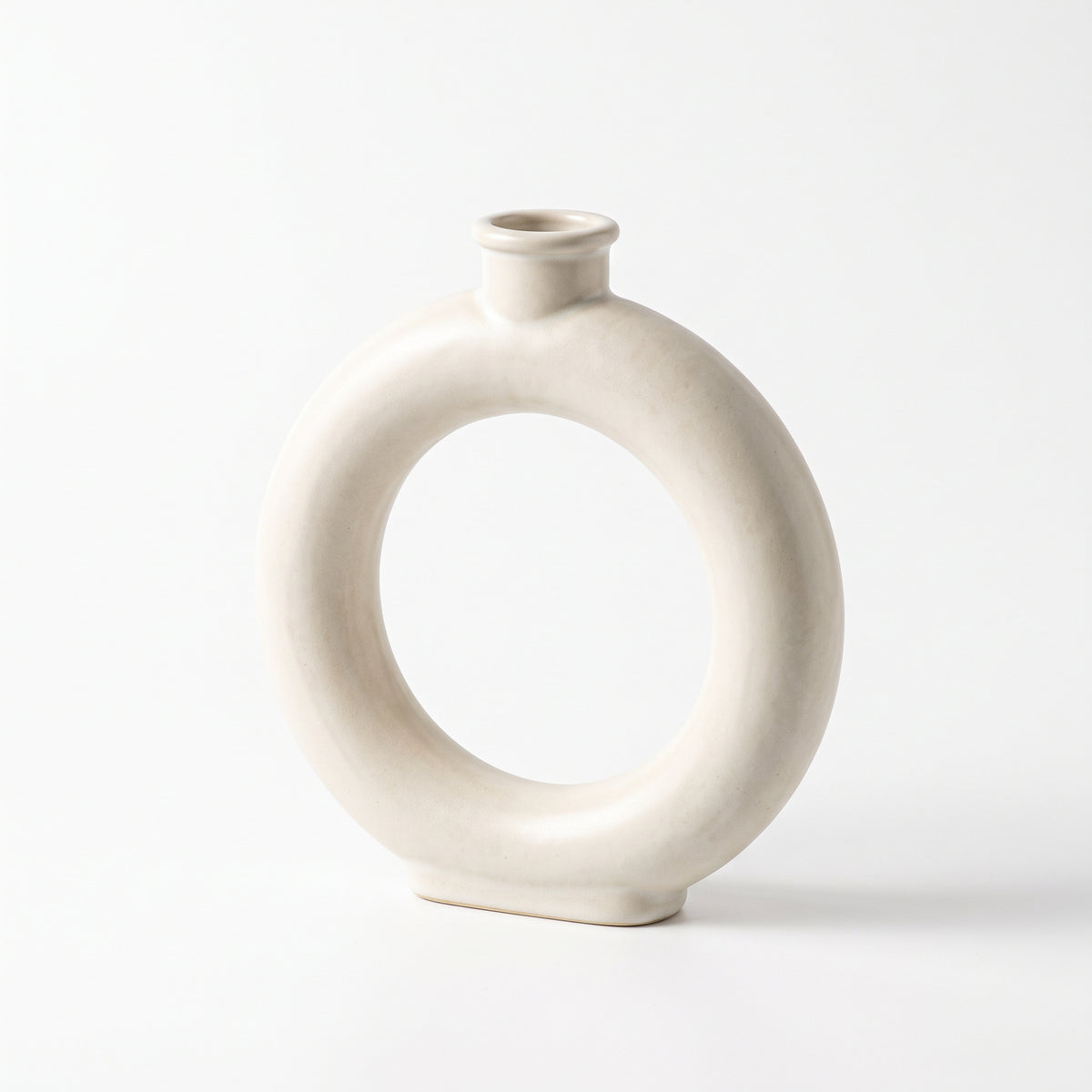 Moon Gate — Handcrafted Moon-White Porcelain Ring Vase