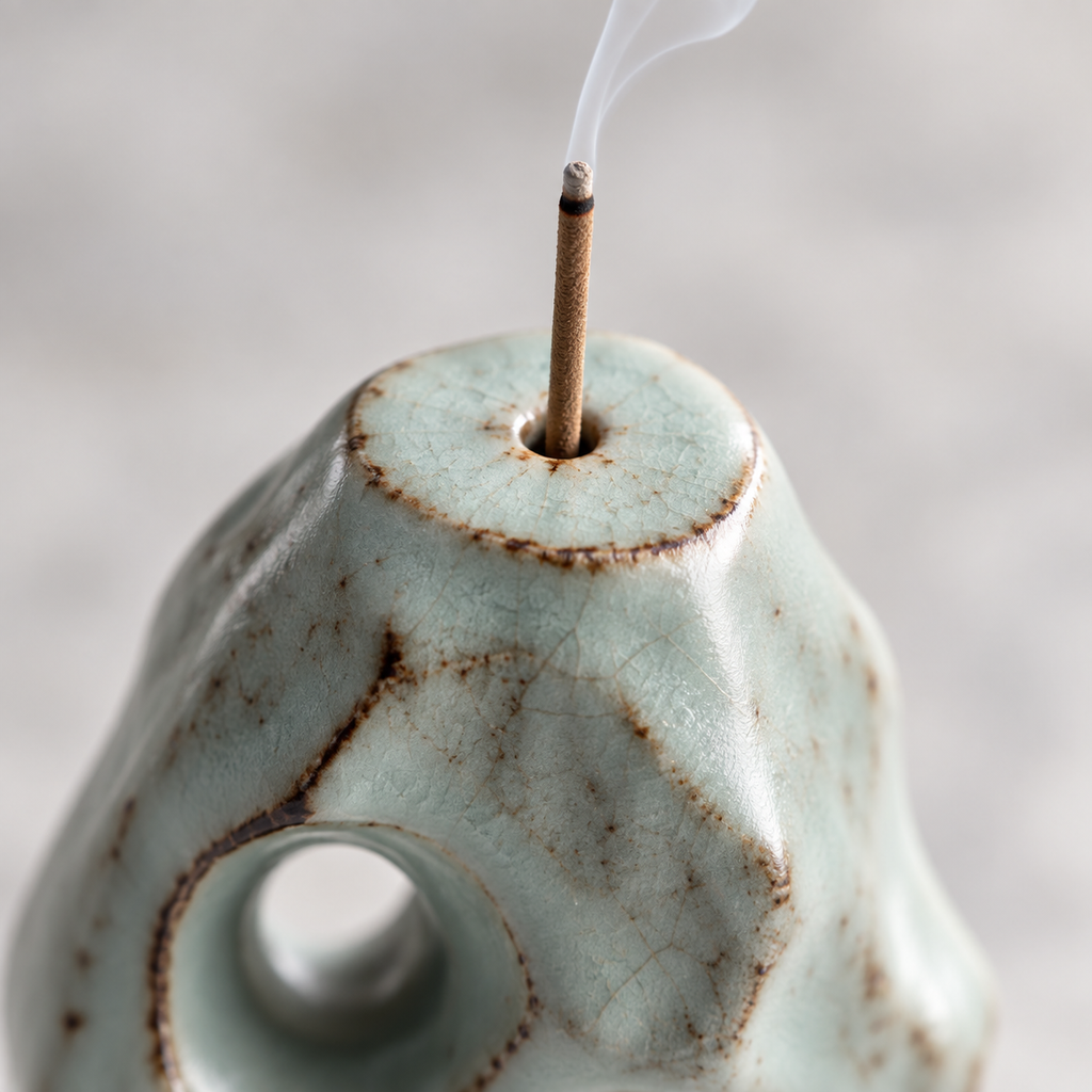 The Scholar's Rock — Handcrafted Celadon Porcelain Incense Holder
