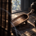 The Leaf Scoop — Hand-Carved Black Walnut Leaf-Shape Tea Scoop with Branch Handle