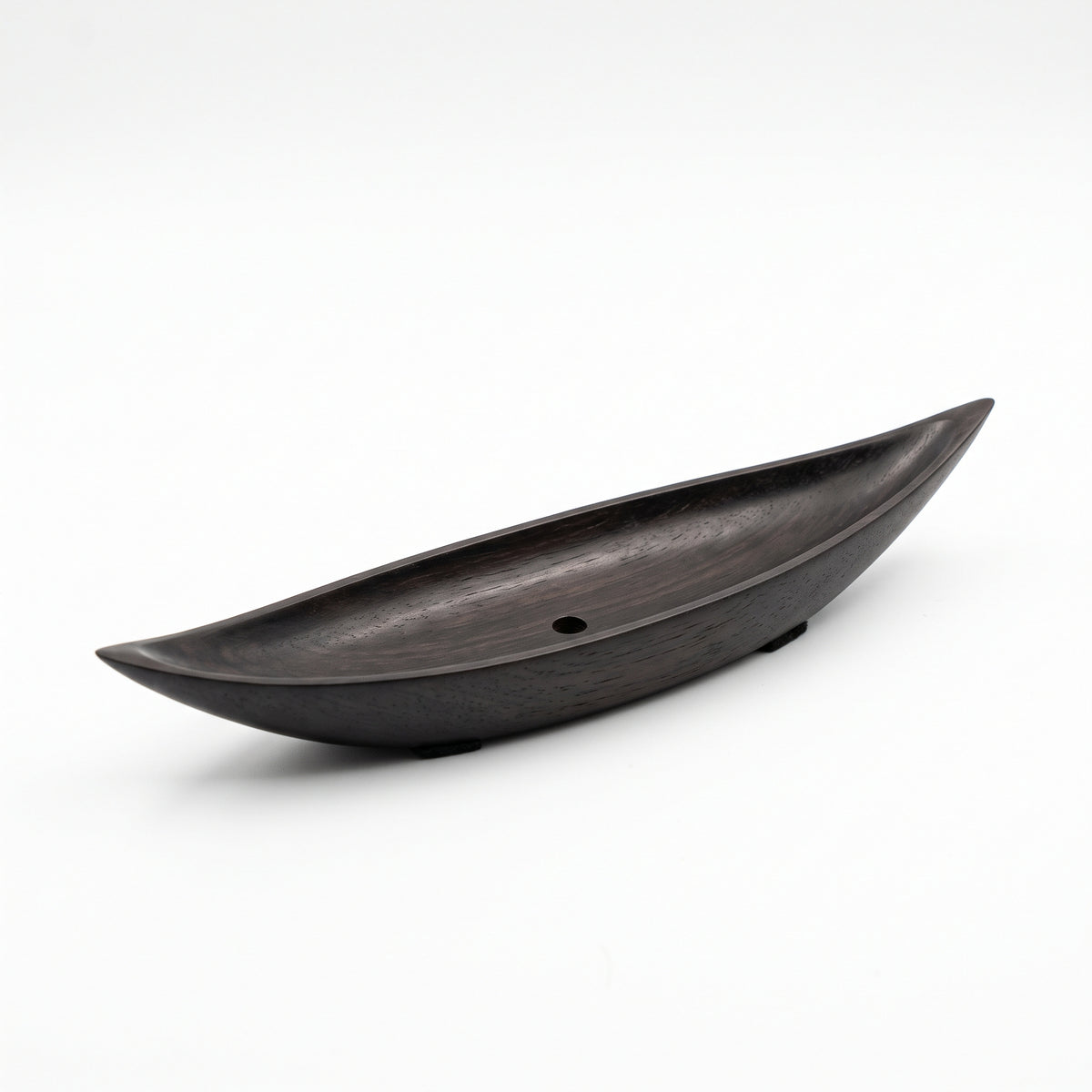 The Lone Boat — Hand-Carved Black Walnut Incense Holder