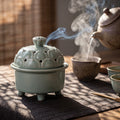 The Lotus Censer — Hand-Carved Celadon Porcelain Incense Burner