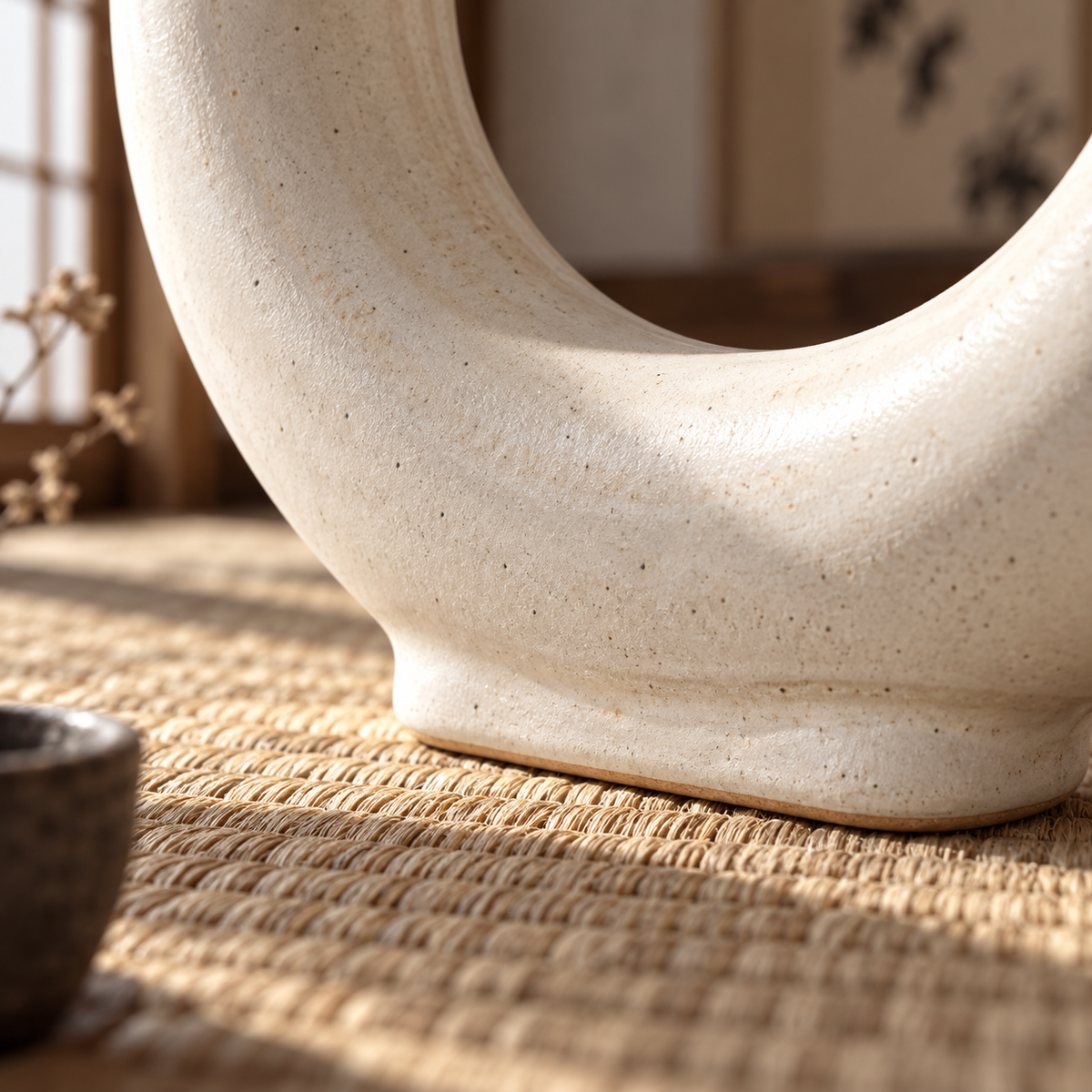 Moon Gate — Handcrafted Moon-White Porcelain Ring Vase