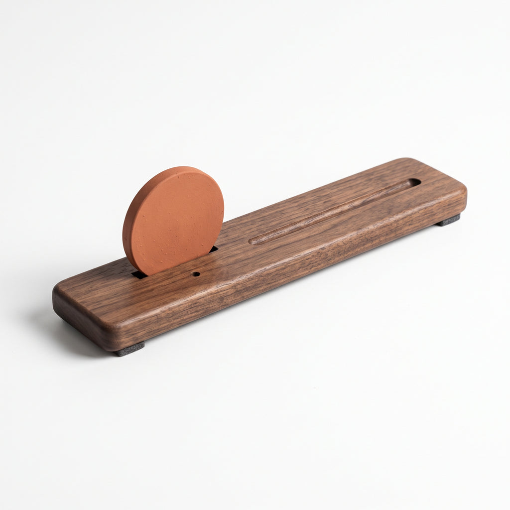 Dusk Horizon — Handcrafted Terracotta & Walnut Incense Holder