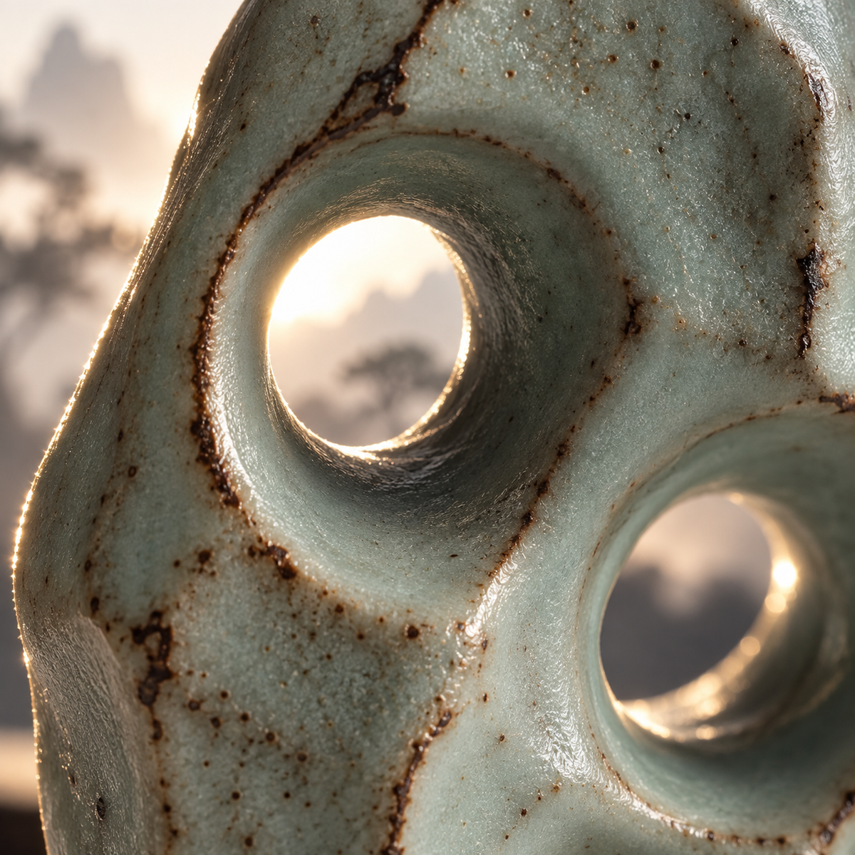 The Scholar's Rock — Handcrafted Celadon Porcelain Incense Holder