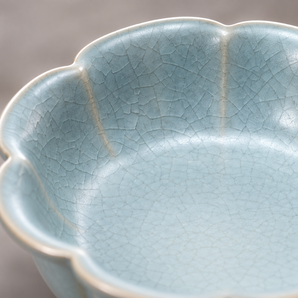 The Flower Washer — Hand-Thrown Ru-Style Sky-Blue Celadon Flower-Mouth Washer with Ruyi Feet