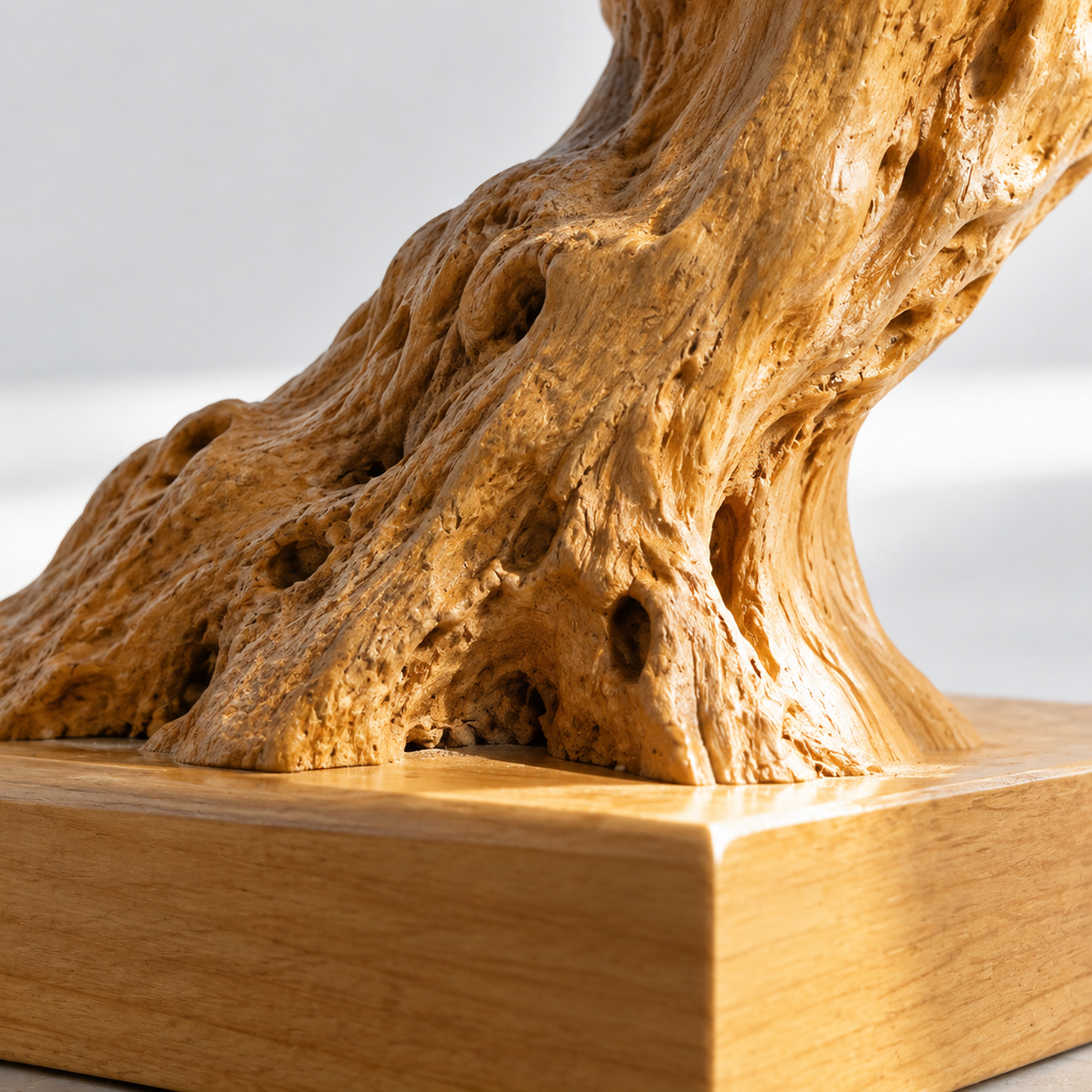 The Plum Branch — Hand-Carved Boxwood "Joy Upon the Brow" Sculpture