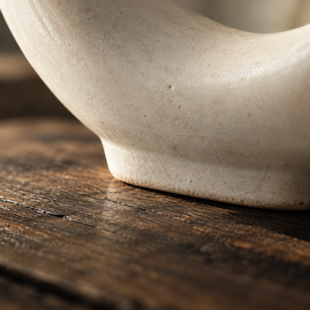 Moon Gate — Handcrafted Moon-White Porcelain Ring Vase