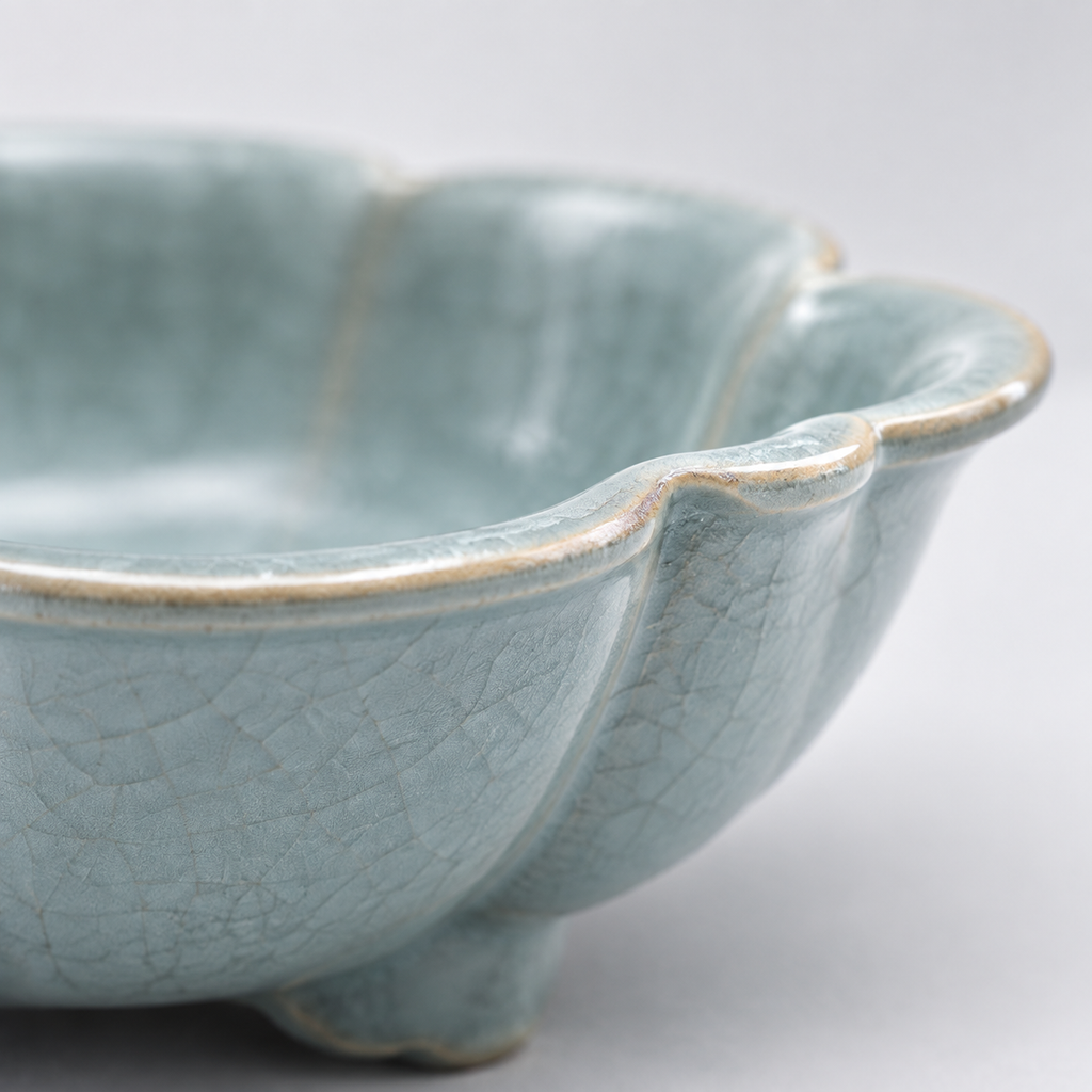 The Flower Washer — Hand-Thrown Ru-Style Sky-Blue Celadon Flower-Mouth Washer with Ruyi Feet