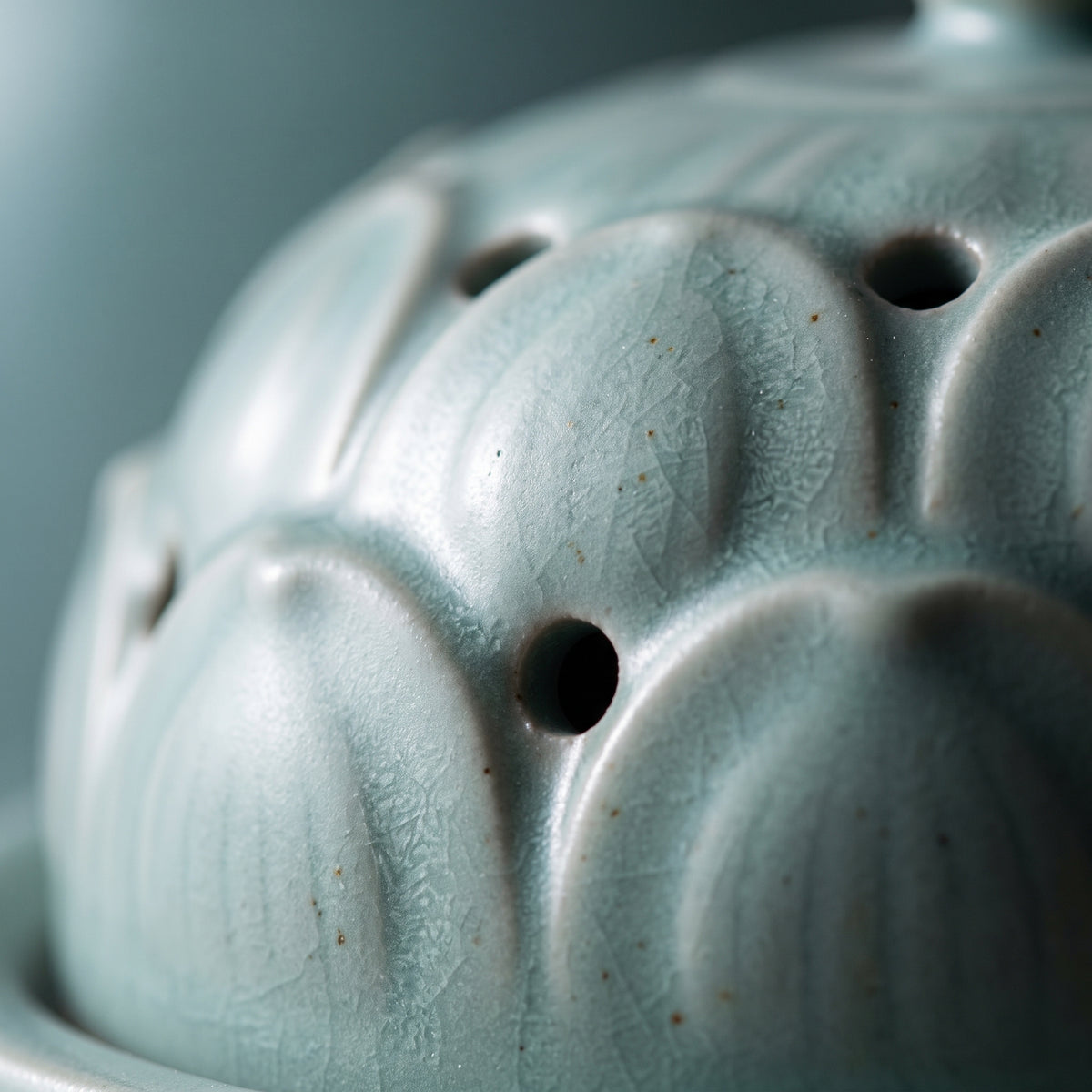 The Lotus Censer — Hand-Carved Celadon Porcelain Incense Burner