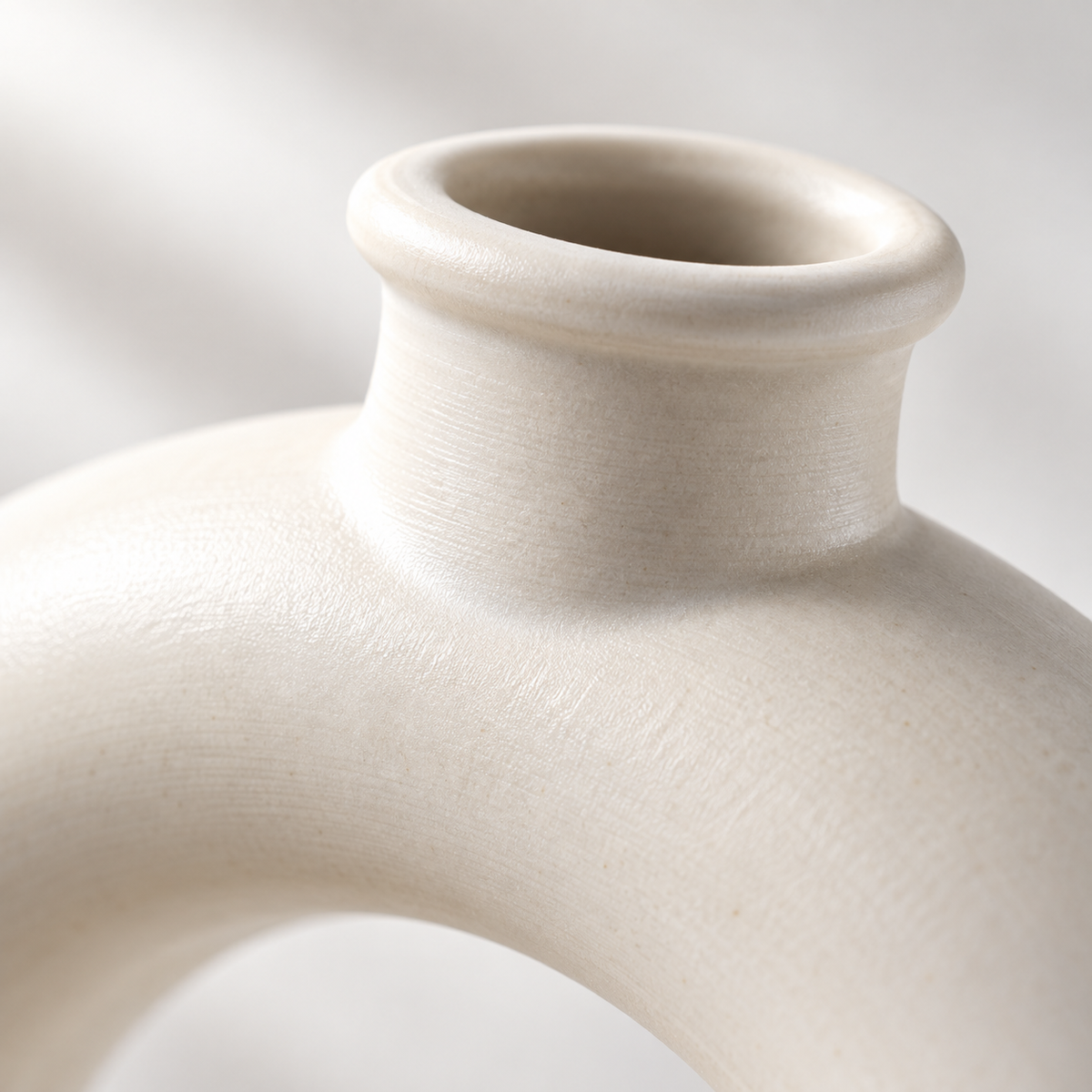 Moon Gate — Handcrafted Moon-White Porcelain Ring Vase