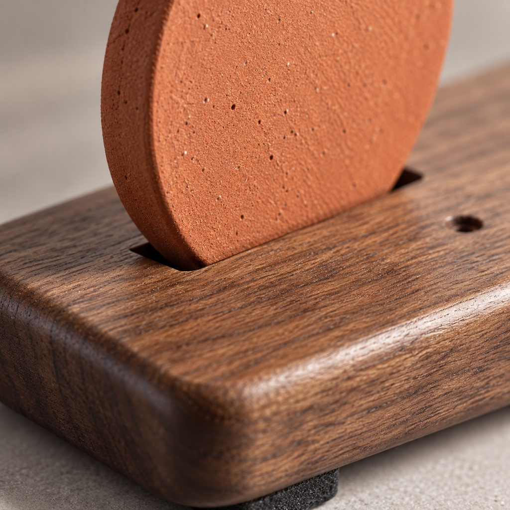 Dusk Horizon — Handcrafted Terracotta & Walnut Incense Holder